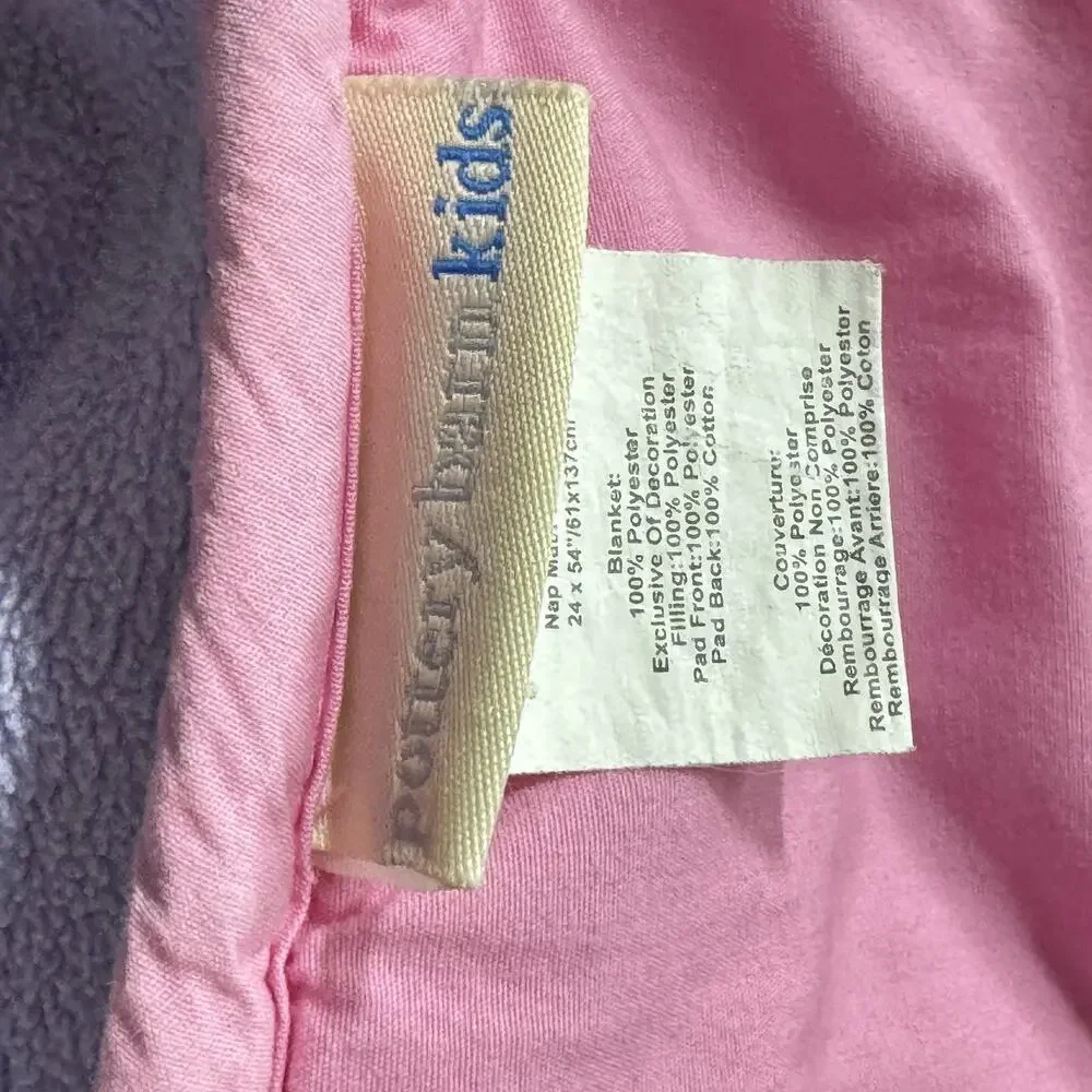 Pottery Barn Kids Mackenzie Nap Mat Pink with Purple Fleece Unicorn Blanket